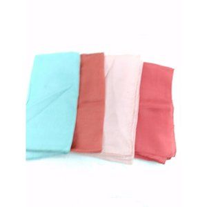 Vintage Set Of 4 Hand Rolled Silk Multicolored Handkerchiefs 16" sq READ